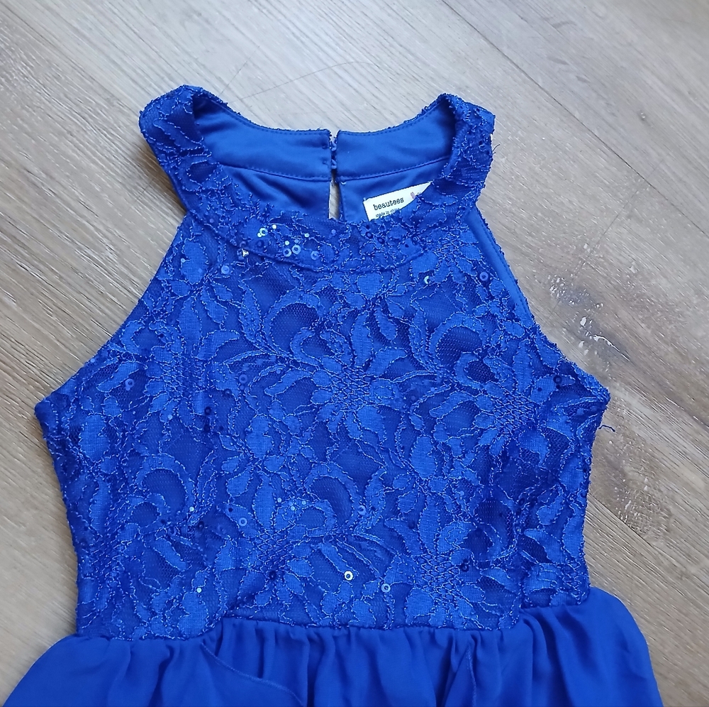 Beautees Elegant Blue Lace Kids Dress